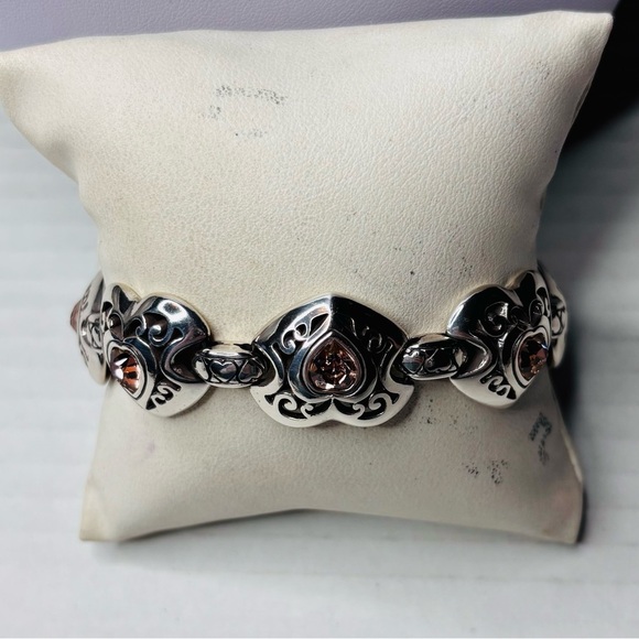 Brighton Divinity Heart Silver Crystal Pink Retired Bracelet - Picture 1 of 6